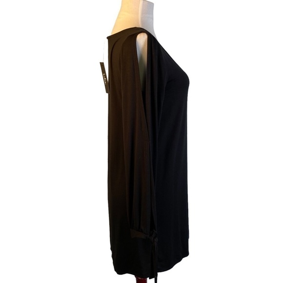 lulu’s Shifting Dears Black Mini Slit Open Sleeve Dress Size Small - Picture 5 of 8
